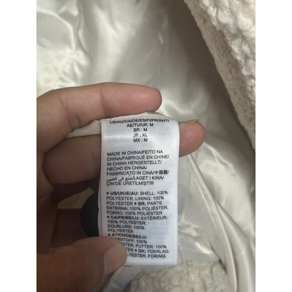 Daily Ritual Jacket Womens MED Beige Brown Teddy Bear Fleece Oversized-Fit Coat - Picture 8 of 10